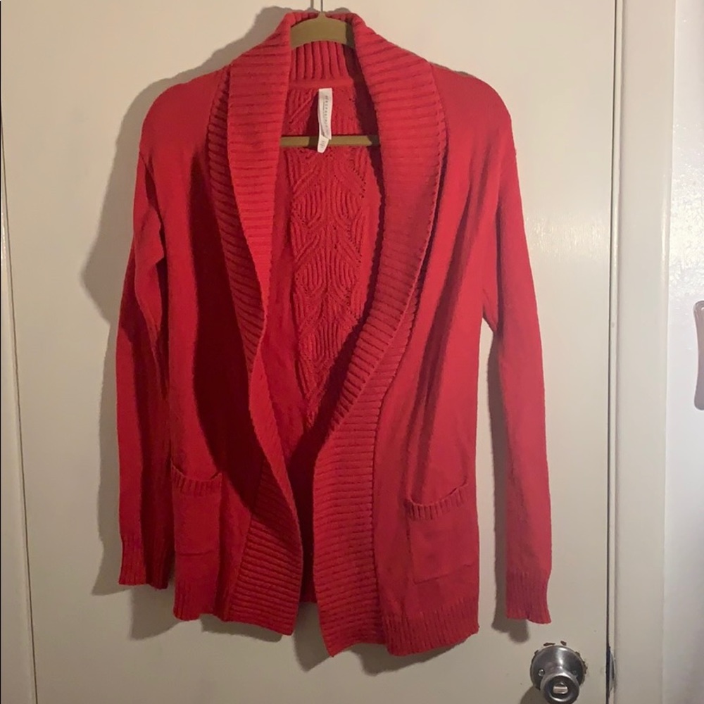 Red cardigan with pockets!